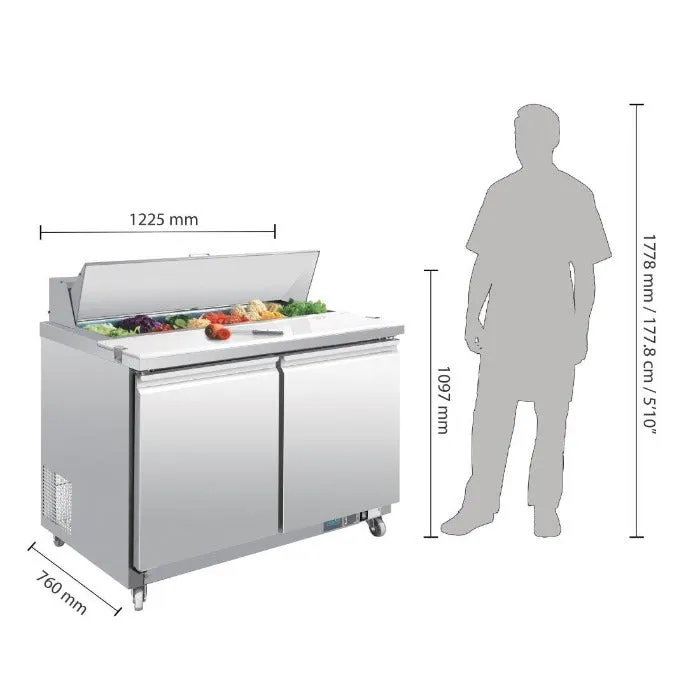 Polar U-Series 2 Door Prep 405L Counter Fridge Stainless Steel