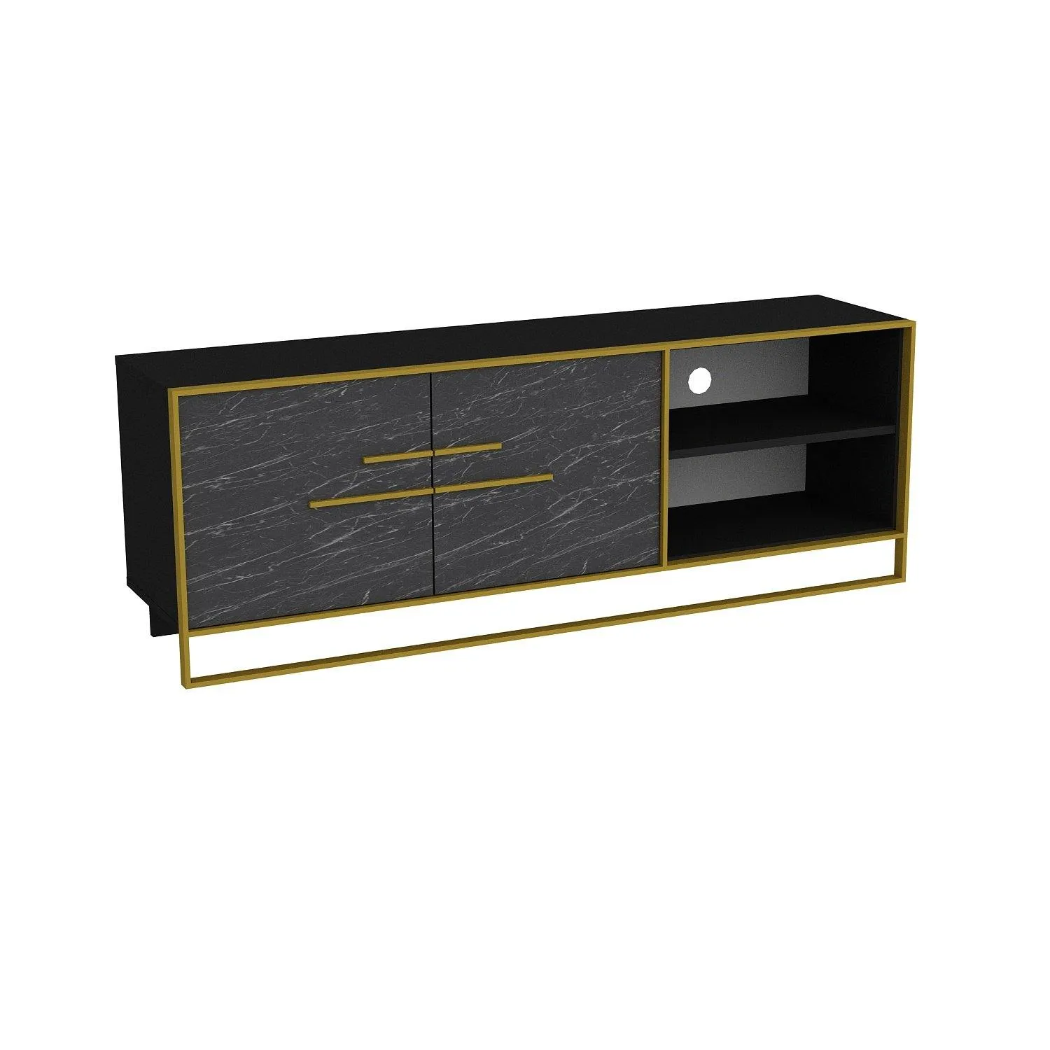 Polka 63" Wide Metal Wood TV Stand & Media Console for TVs up to 73" Decorotika