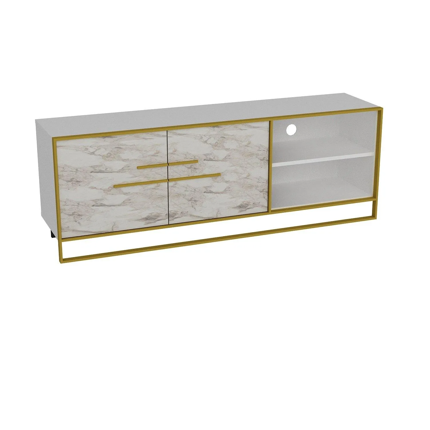 Polka 63" Wide Metal Wood TV Stand & Media Console for TVs up to 73" Decorotika