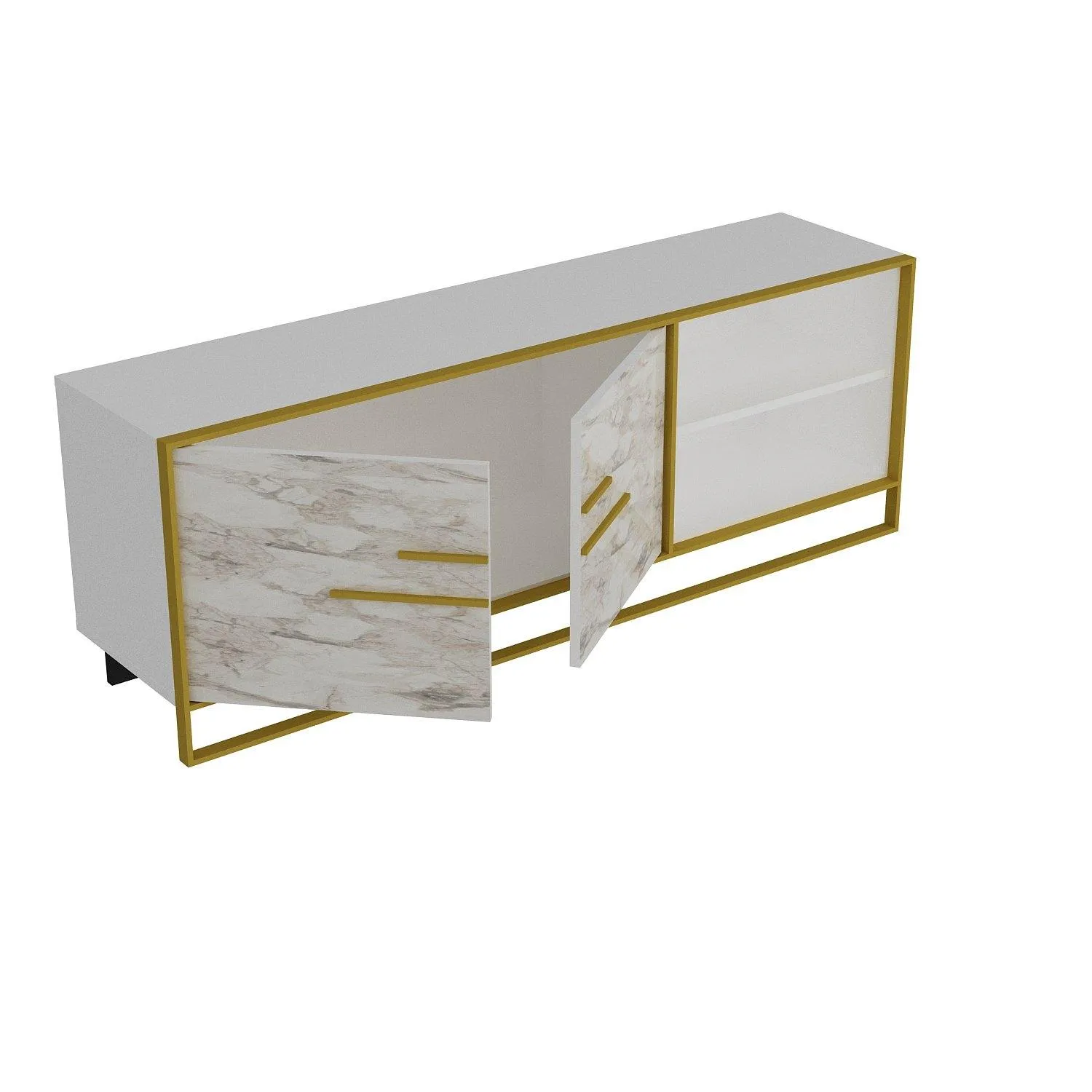 Polka 63" Wide Metal Wood TV Stand & Media Console for TVs up to 73" Decorotika