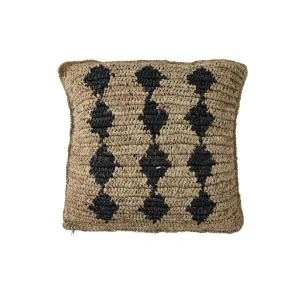 Raffia Cushion Cover | Black Motif | 50x50cm Zoco Home