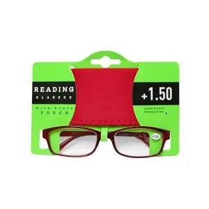 Reading Glasses w/Pouch,  1.50, Asstd Colours