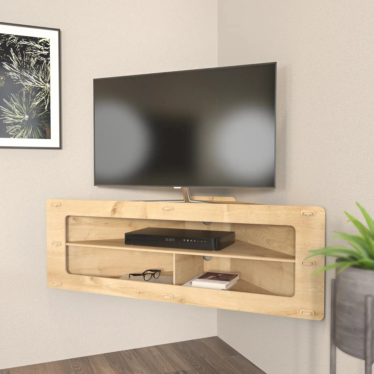 Sala 47" Wide Floating TV Stand | Corner TV Stand | MDF TV Stand Decorotika