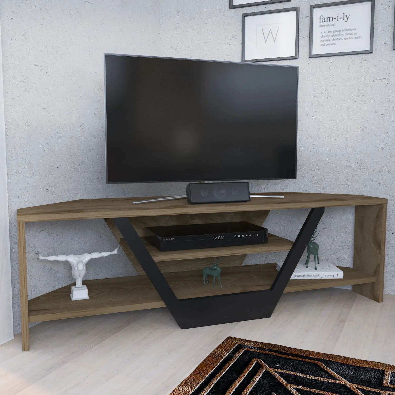 Sares 47'' Wide Corner TV Stand Console Table for Up to 55 inch TVs Decorotika