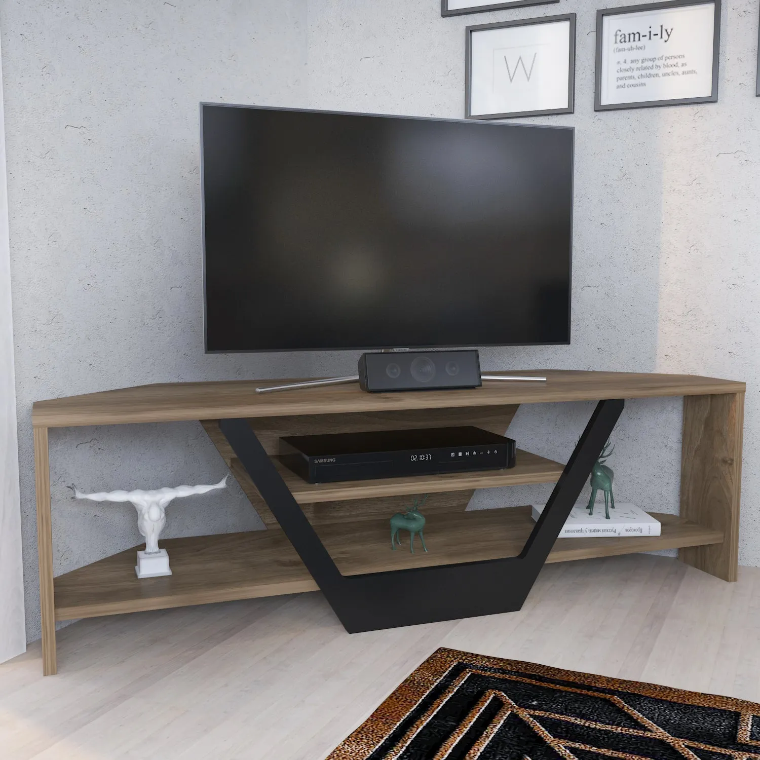 Sares 47'' Wide Corner TV Stand Console Table for Up to 55 inch TVs Decorotika