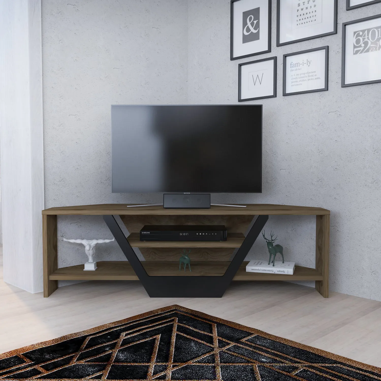 Sares 47'' Wide Corner TV Stand Console Table for Up to 55 inch TVs Decorotika