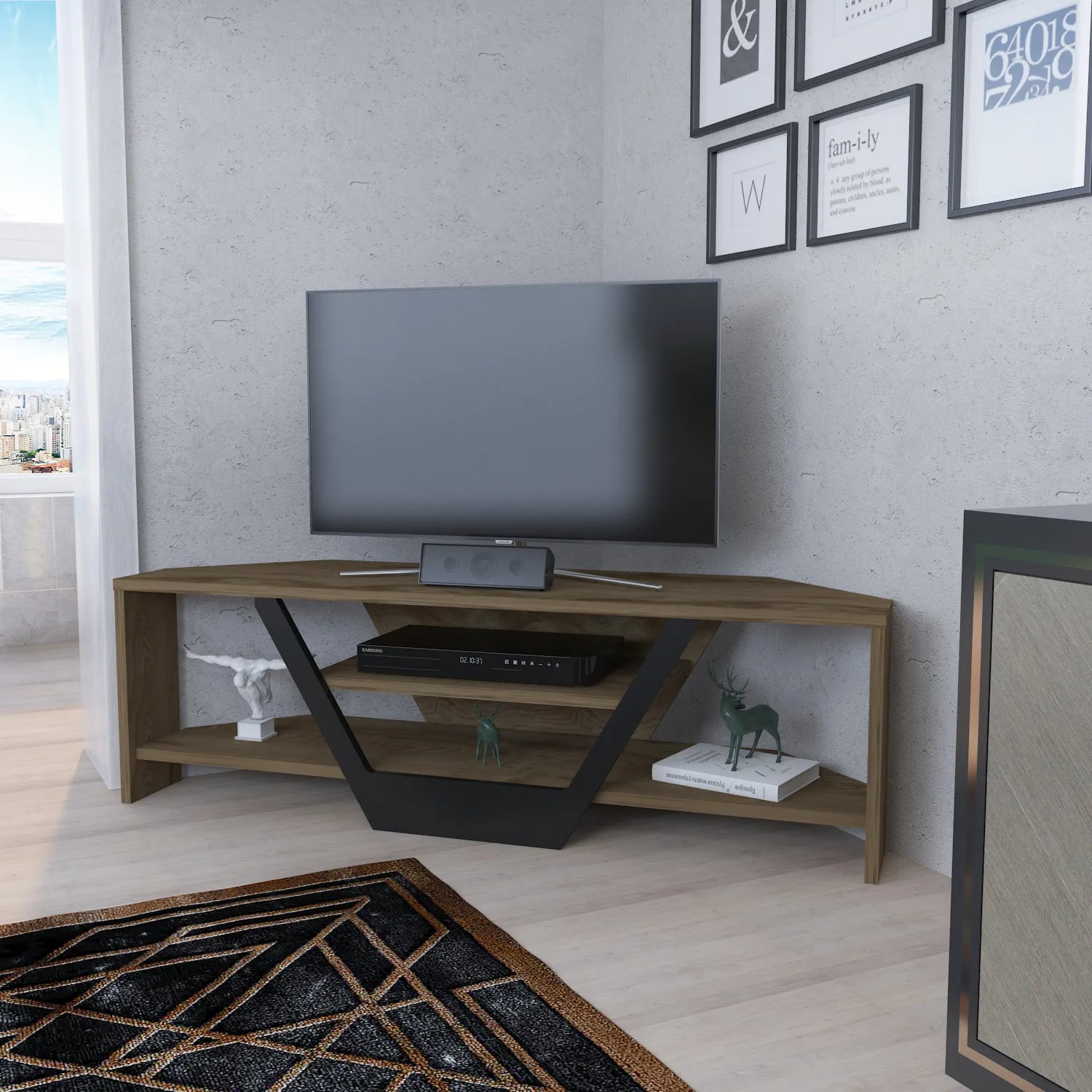 Sares 47'' Wide Corner TV Stand Console Table for Up to 55 inch TVs Decorotika