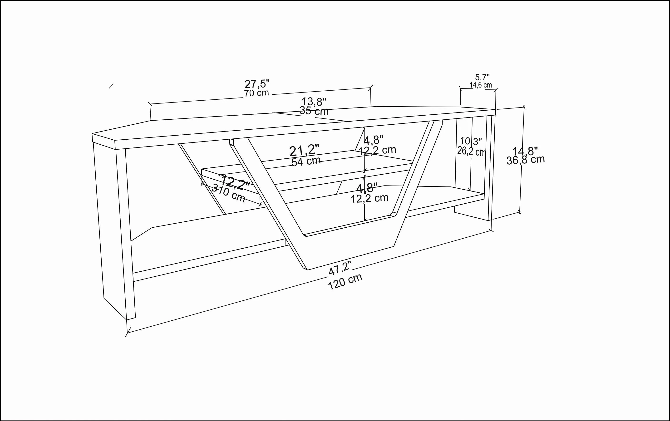 Sares 47'' Wide Corner TV Stand Console Table for Up to 55 inch TVs Decorotika
