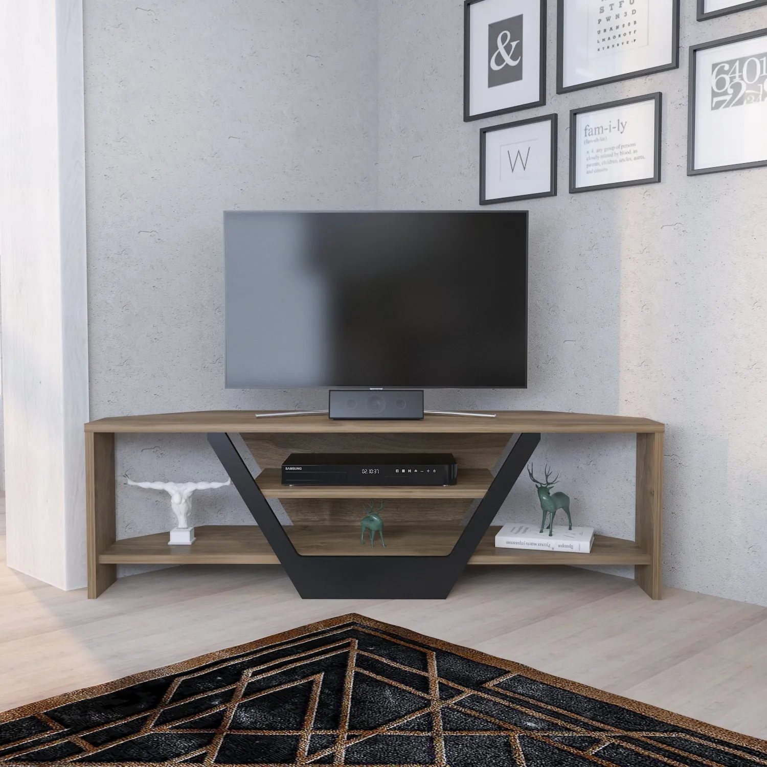 Sares 47'' Wide Corner TV Stand Console Table for Up to 55 inch TVs Decorotika
