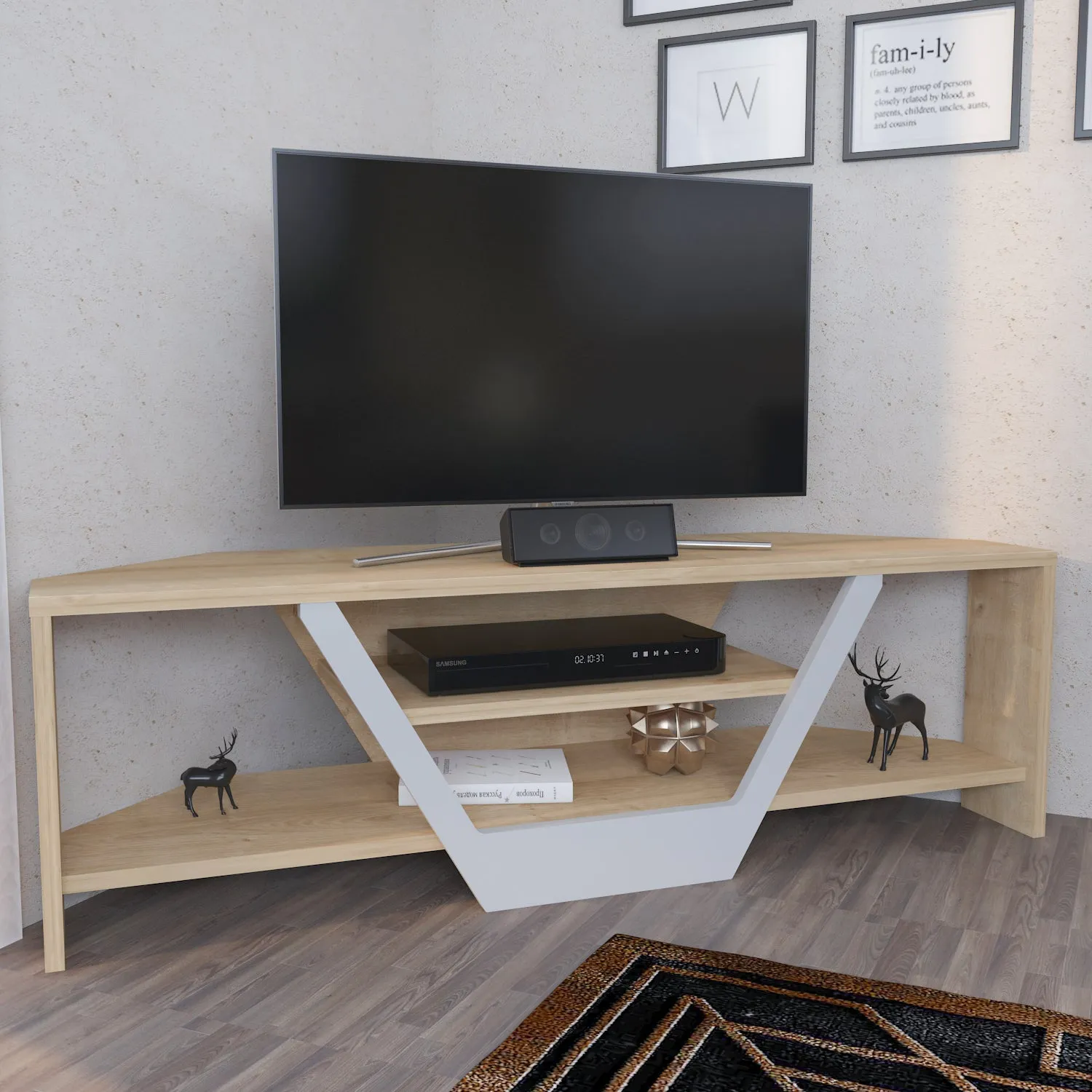 Sares 47'' Wide Corner TV Stand Console Table for Up to 55 inch TVs Decorotika