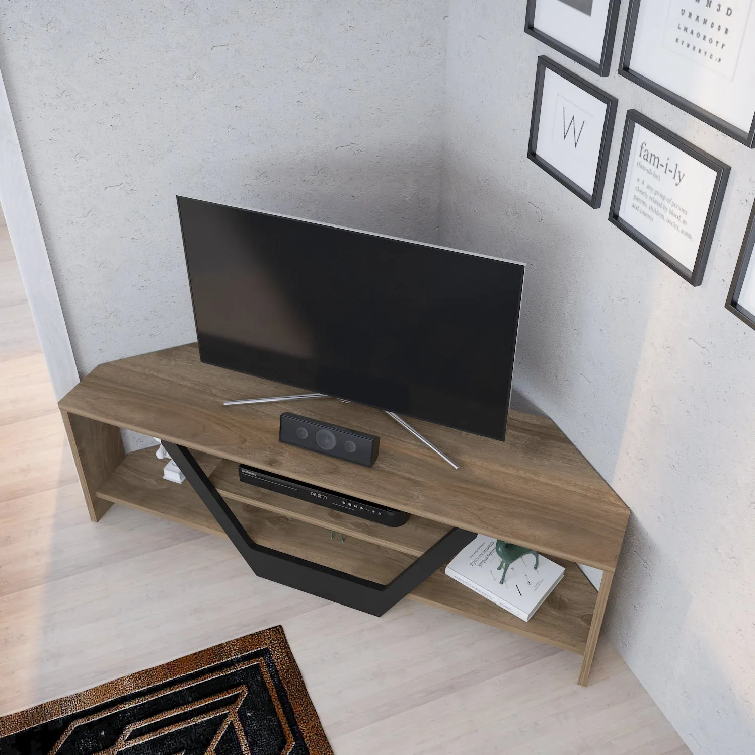 Sares 47'' Wide Corner TV Stand Console Table for Up to 55 inch TVs Decorotika