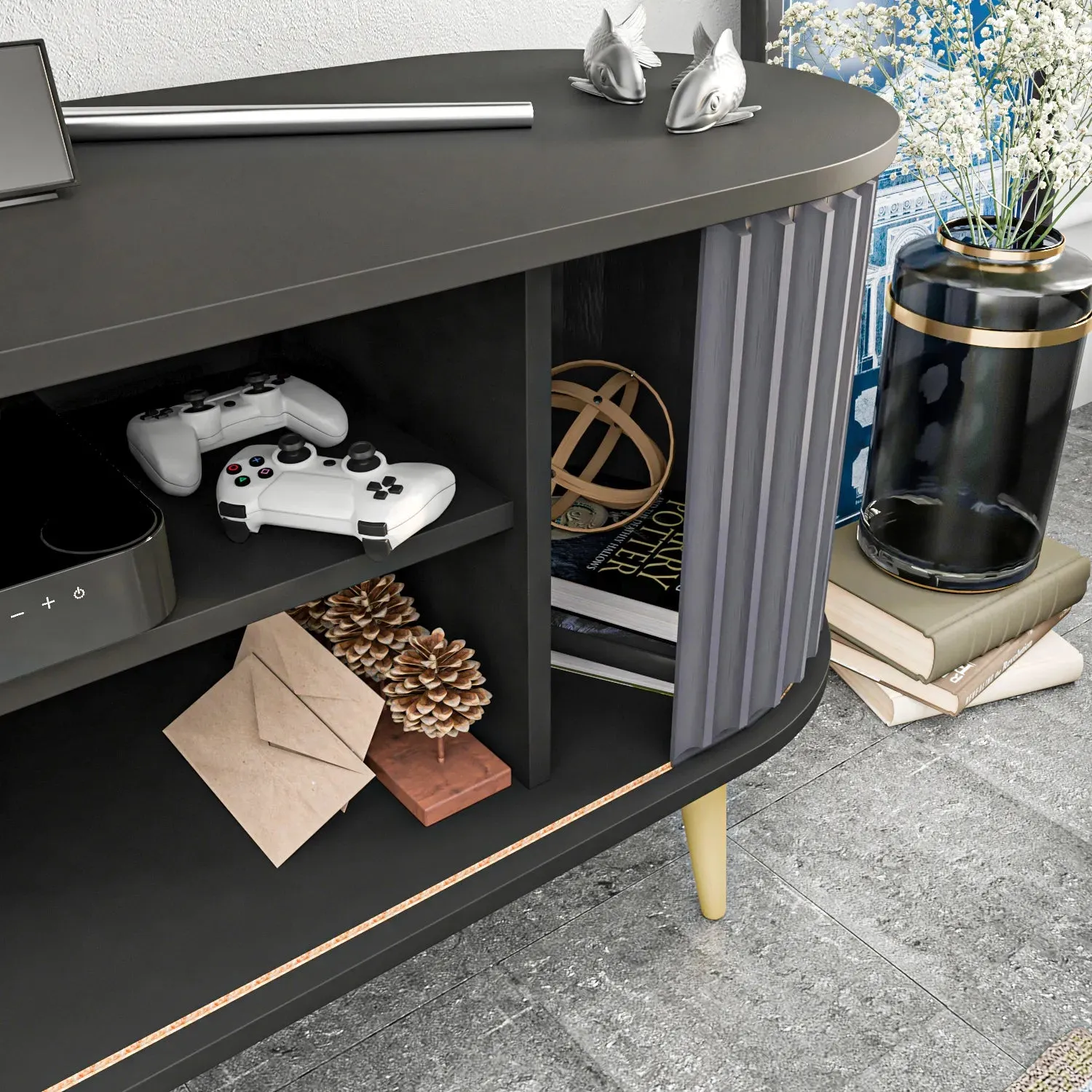 Store 55" Wide Oval TV Stand | Media Console Decorotika