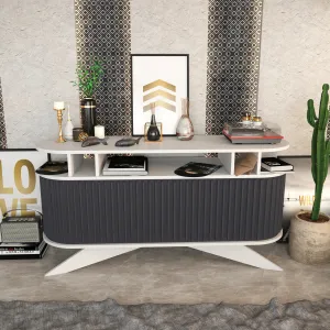 Store 59" Wide Oval Console | Modern TV Stand & Storage | Accommodates up to 68" TVs Decorotika
