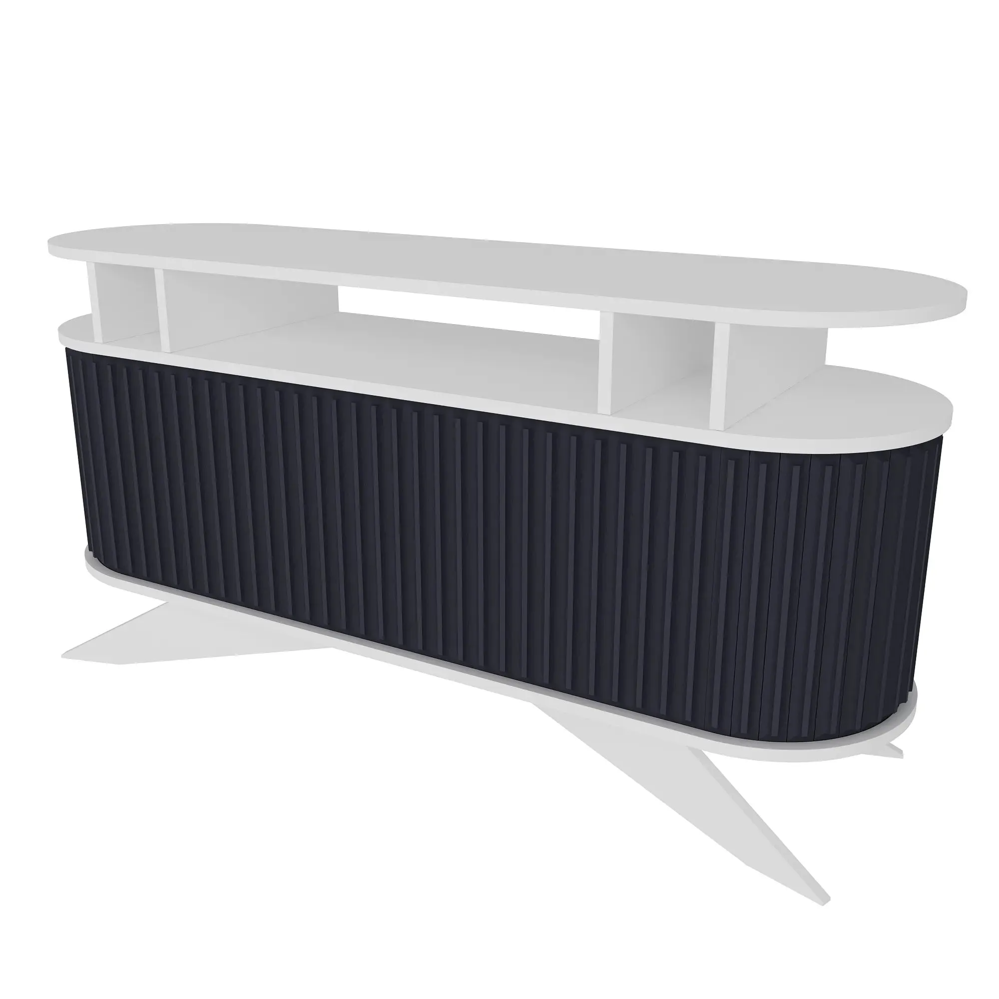 Store 59" Wide Oval Console | Modern TV Stand & Storage | Accommodates up to 68" TVs Decorotika