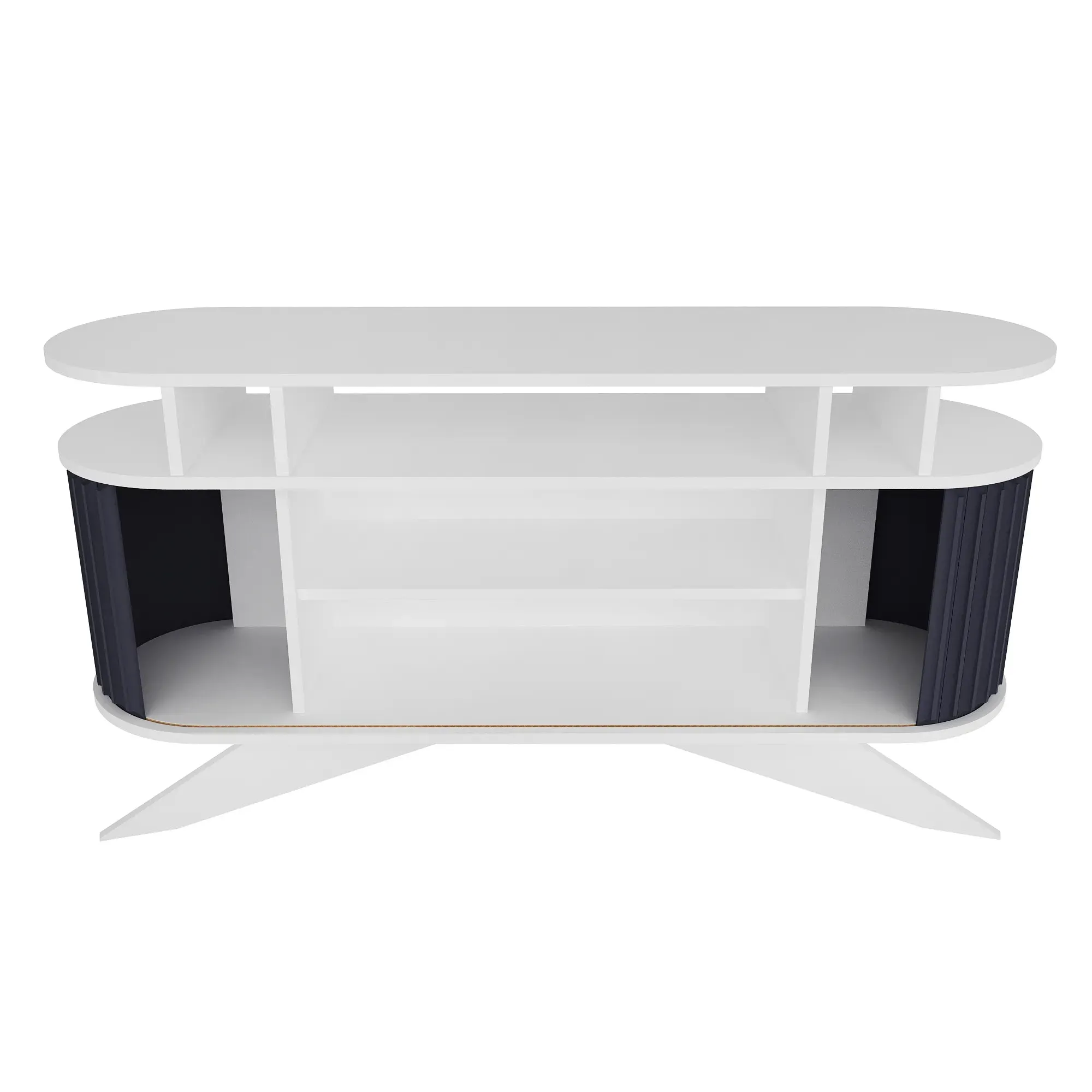 Store 59" Wide Oval Console | Modern TV Stand & Storage | Accommodates up to 68" TVs Decorotika