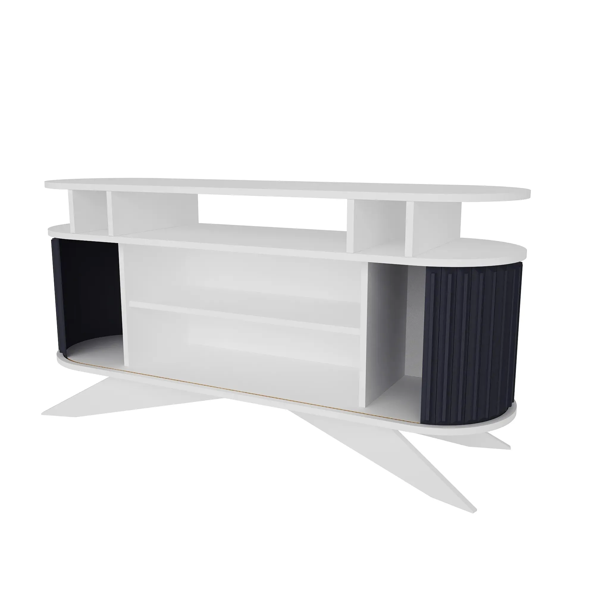 Store 59" Wide Oval Console | Modern TV Stand & Storage | Accommodates up to 68" TVs Decorotika