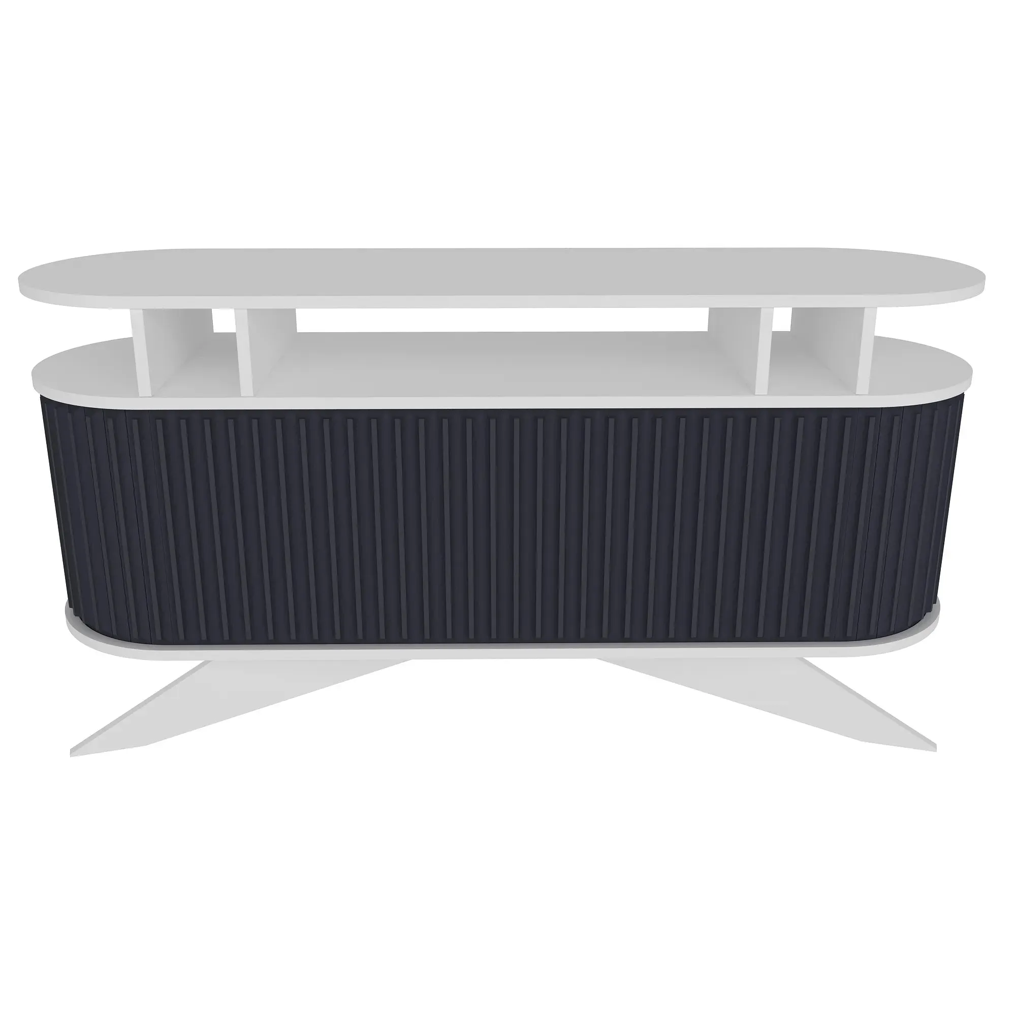 Store 59" Wide Oval Console | Modern TV Stand & Storage | Accommodates up to 68" TVs Decorotika
