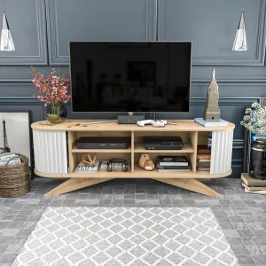 Store 71 Wide TV Stand - Sapphire Oak & White Decorotika