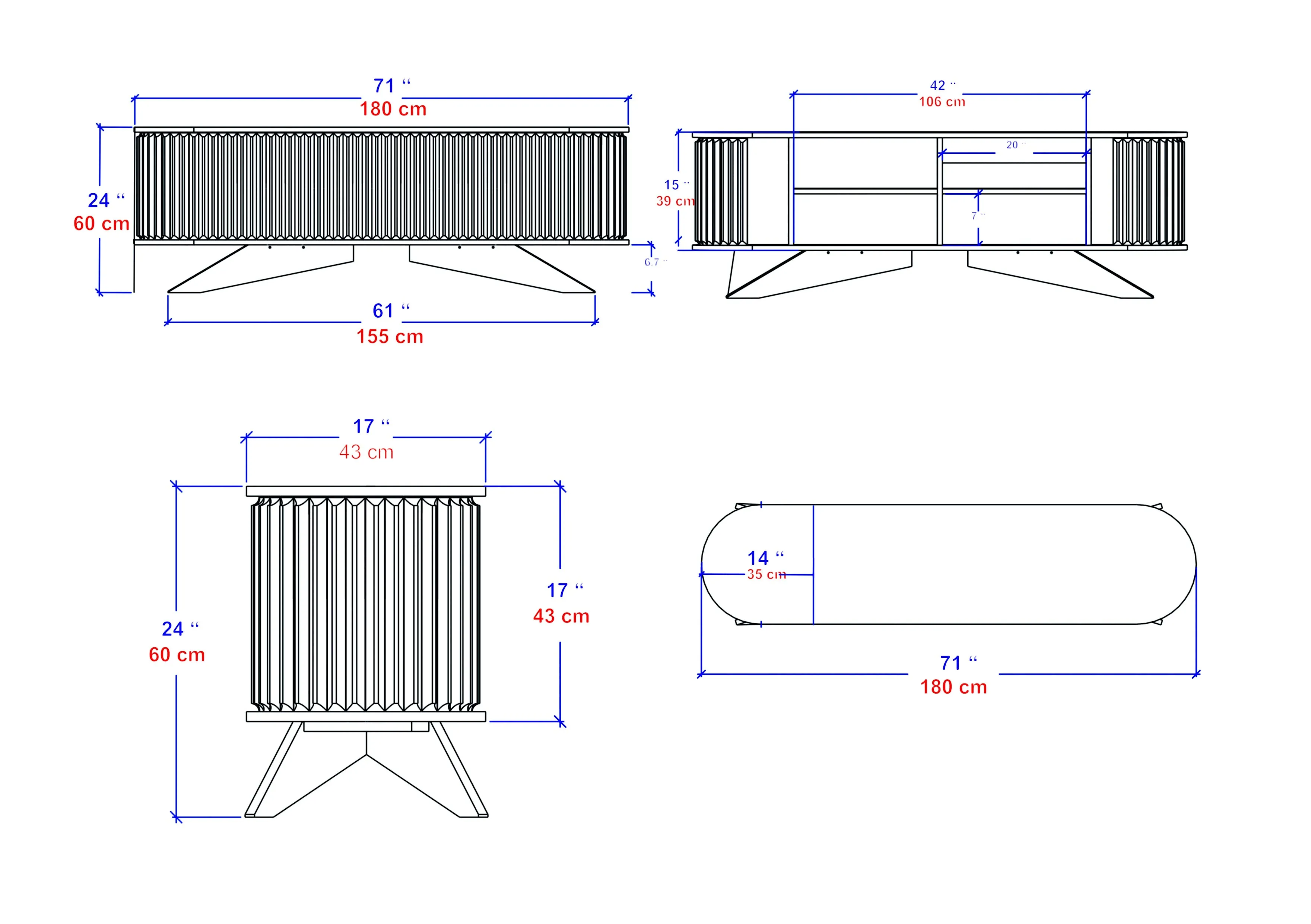 Store 71 Wide TV Stand - Sapphire Oak & White Decorotika