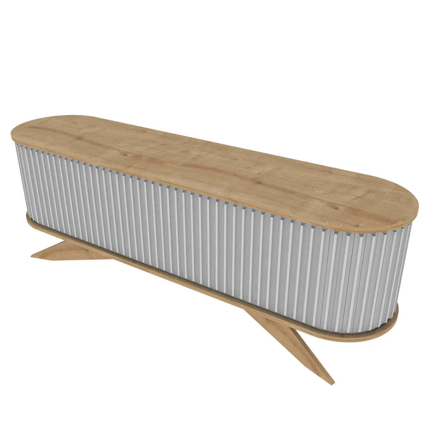 Store 71 Wide TV Stand - Sapphire Oak & White Decorotika