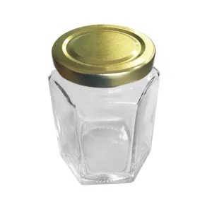 Tarro hexagonal de 190 ML. Caja C/ 24 Piezas con Tapa  LP