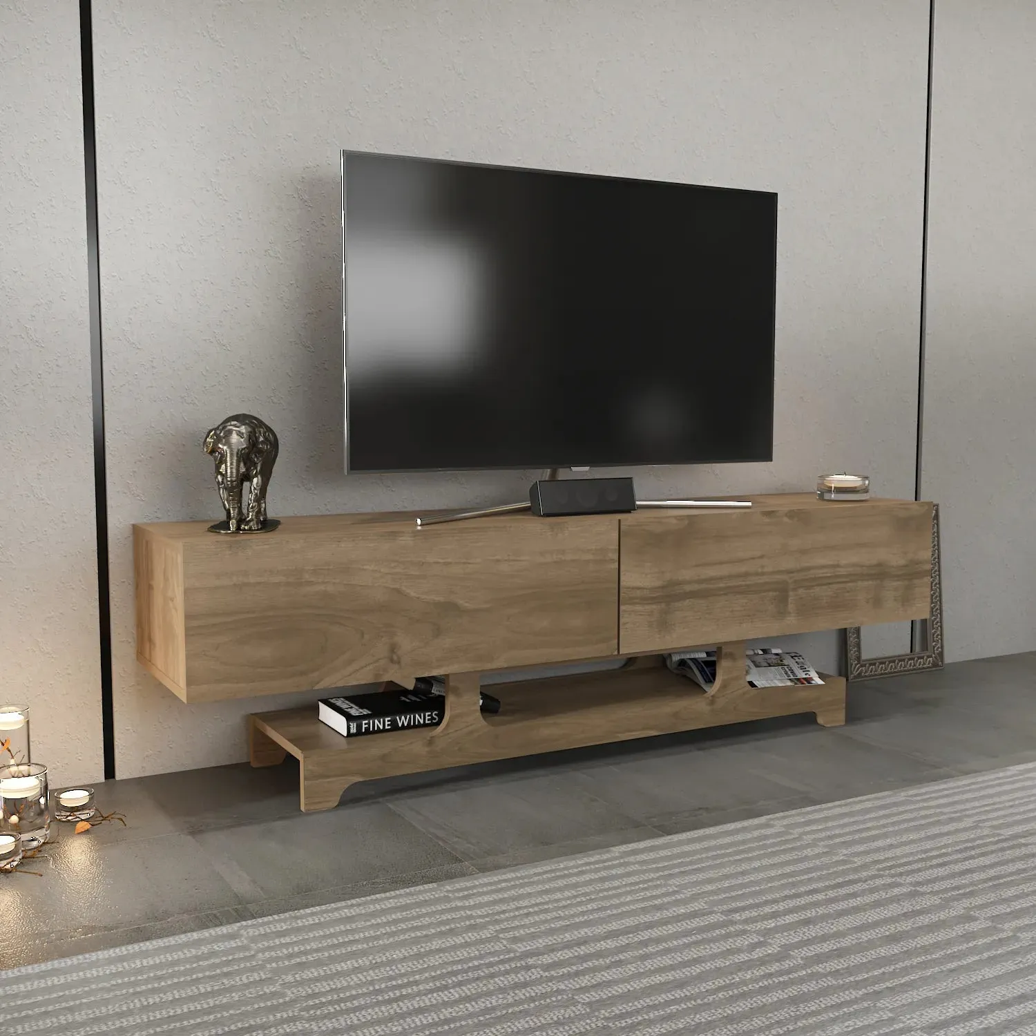 Tera 63" Wide TV Stand and Media Console for TVs up to 72" Decorotika