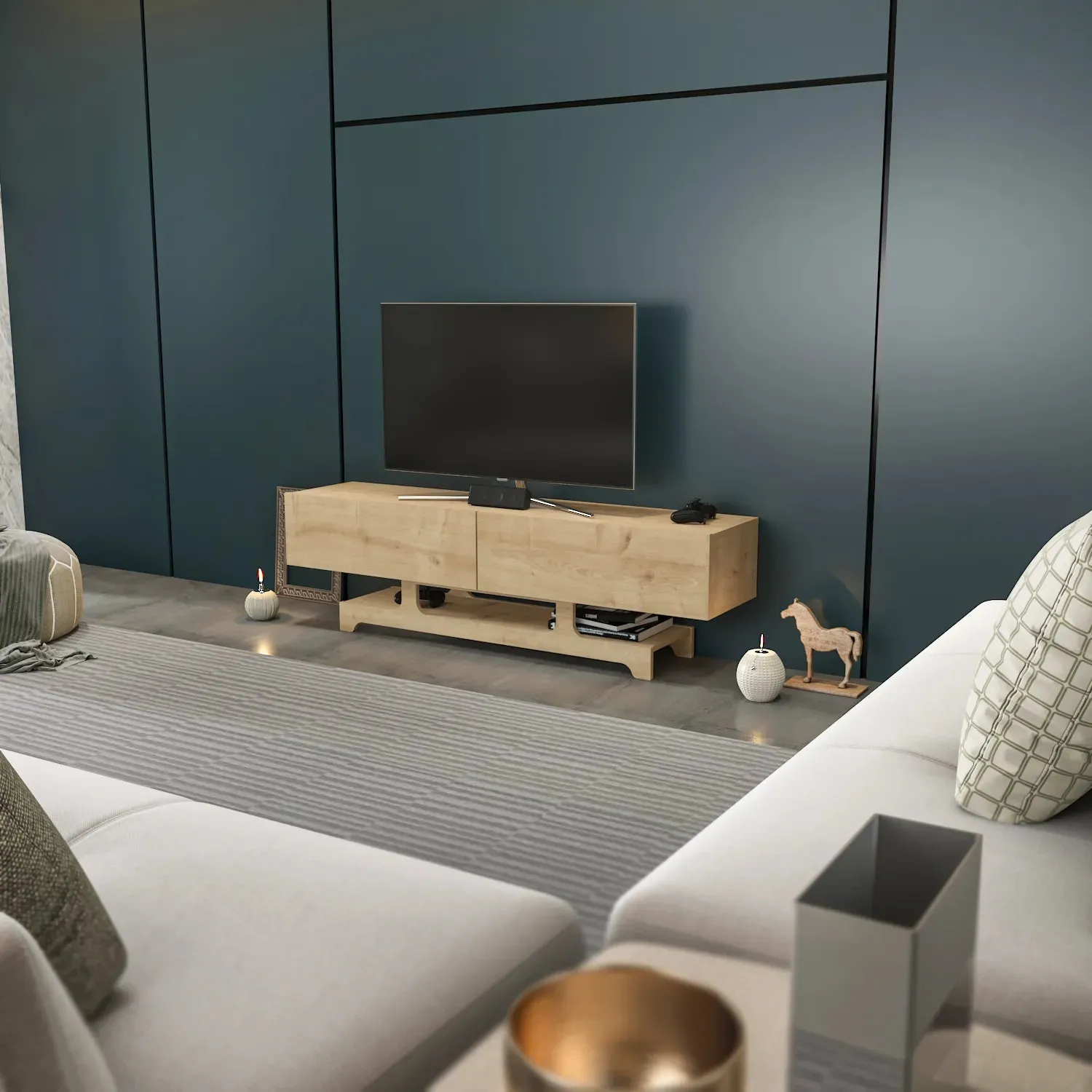 Tera 63" Wide TV Stand and Media Console for TVs up to 72" Decorotika