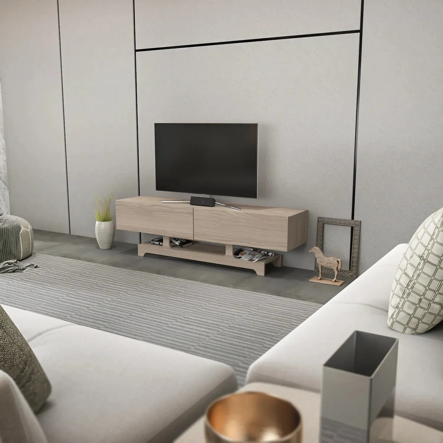 Tera 63" Wide TV Stand and Media Console for TVs up to 72" Decorotika
