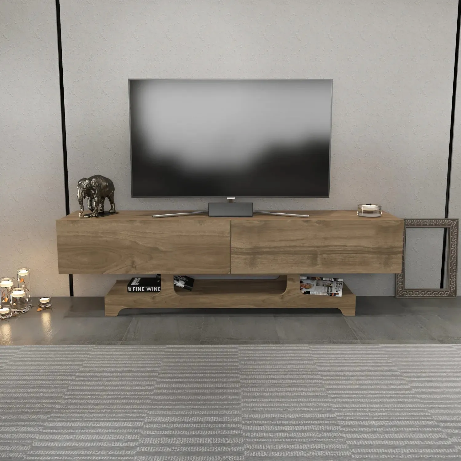 Tera 63" Wide TV Stand and Media Console for TVs up to 72" Decorotika