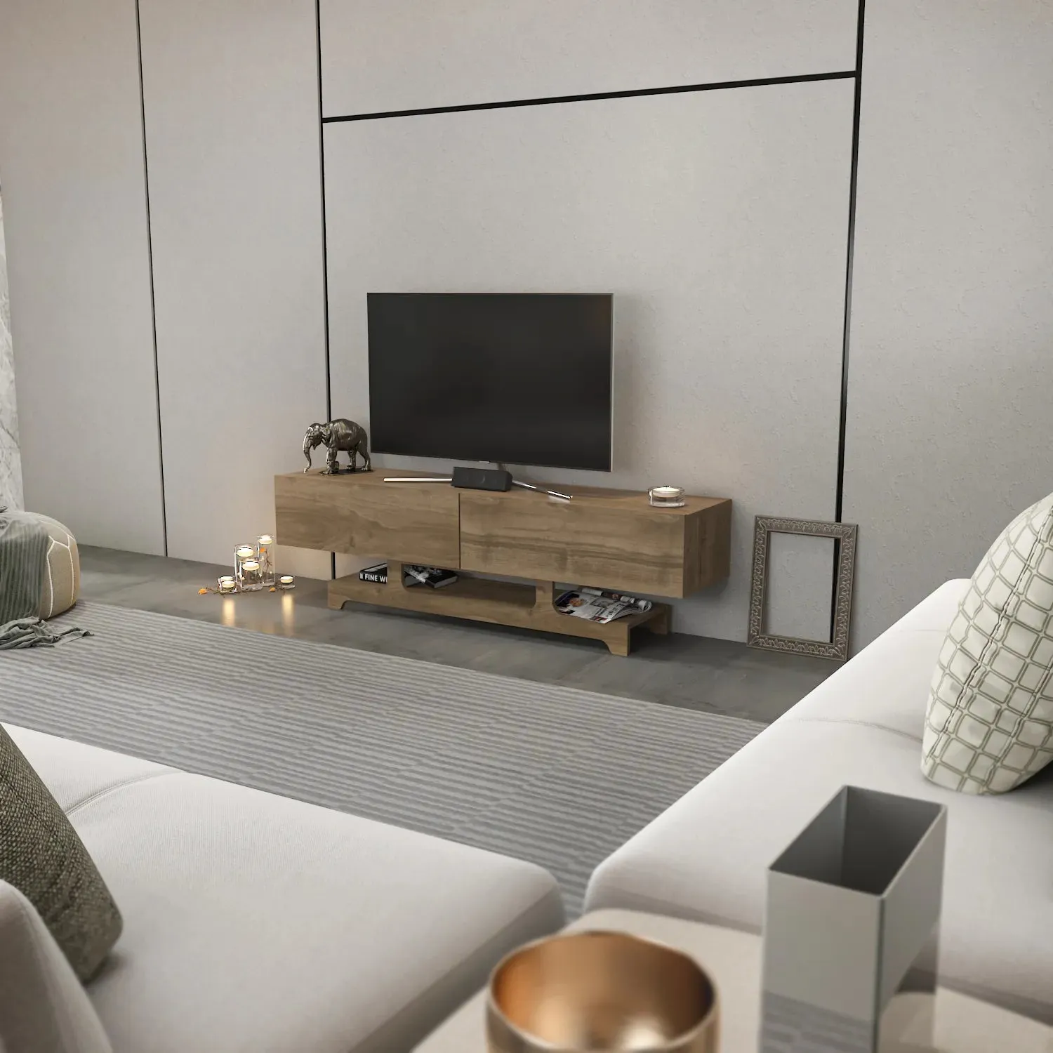 Tera 63" Wide TV Stand and Media Console for TVs up to 72" Decorotika