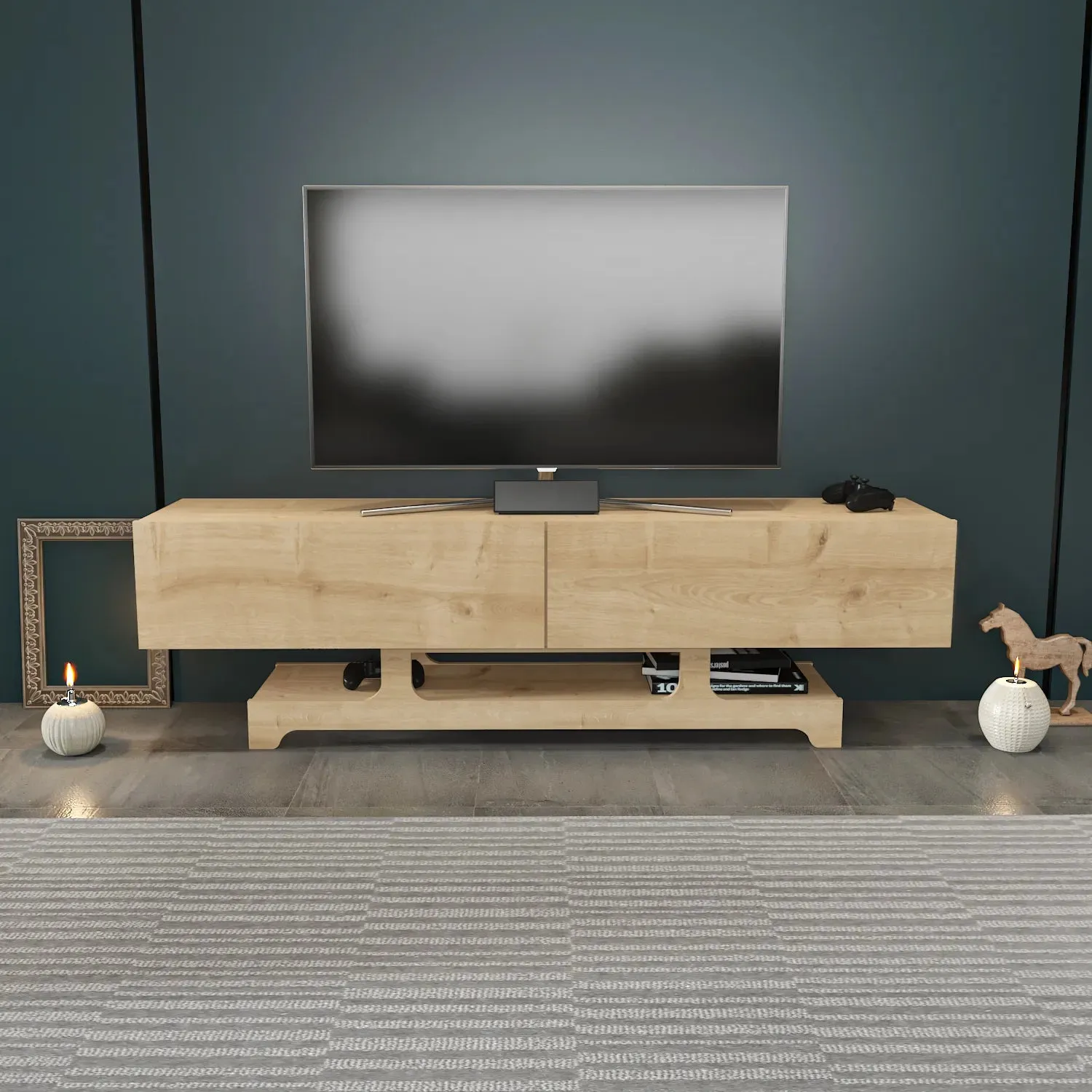 Tera 63" Wide TV Stand and Media Console for TVs up to 72" Decorotika