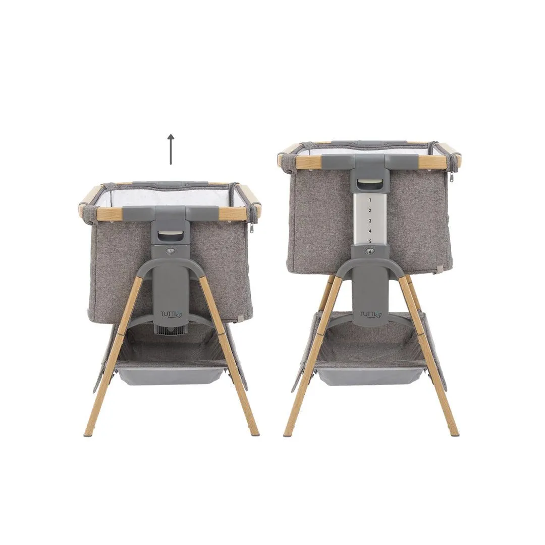 Tutti Bambini CoZee XL Bedside Crib   Cot - Oak / Charcoal