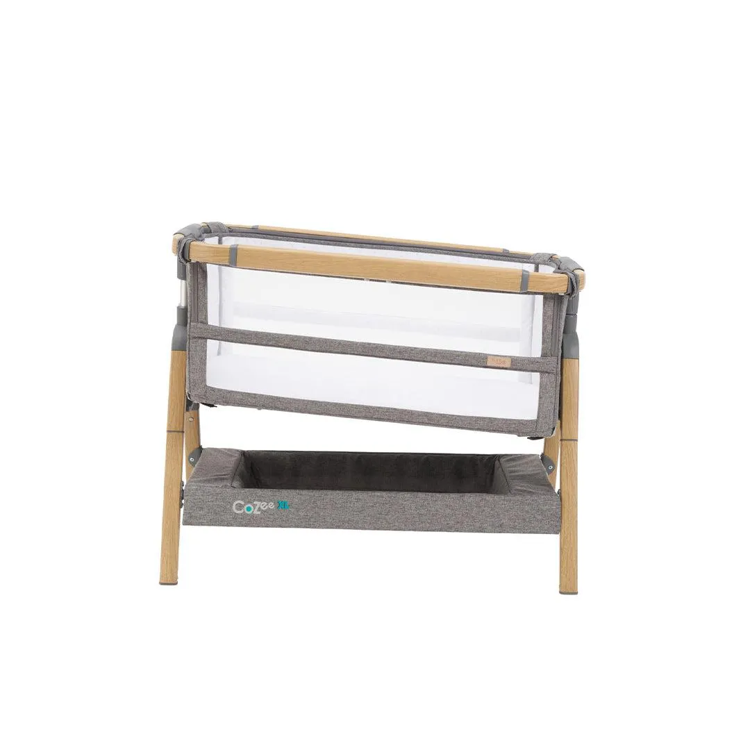 Tutti Bambini CoZee XL Bedside Crib   Cot - Oak / Charcoal