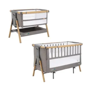 Tutti Bambini CoZee XL Bedside Crib   Cot - Oak / Charcoal