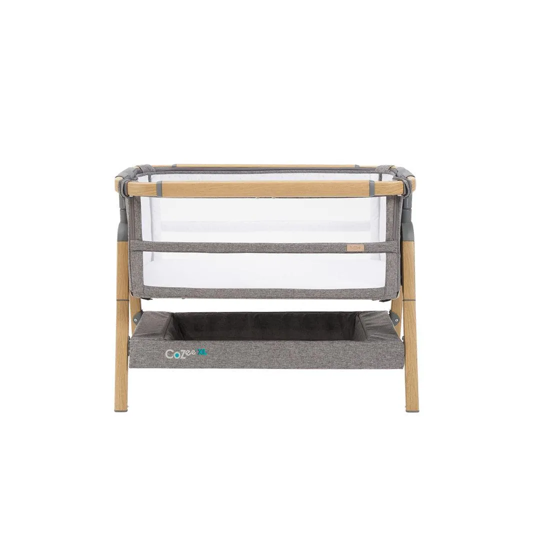 Tutti Bambini CoZee XL Bedside Crib   Cot - Oak / Charcoal