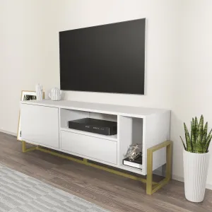 Utopia 55.1" Wide Modern TV Stand with Metal Legs | TV Console with Storage Cabinet Decorotika