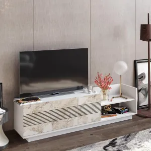 Viano TV Stand and Media Console with A Cabinet and Shelves for TVs up to 47" Decorotika