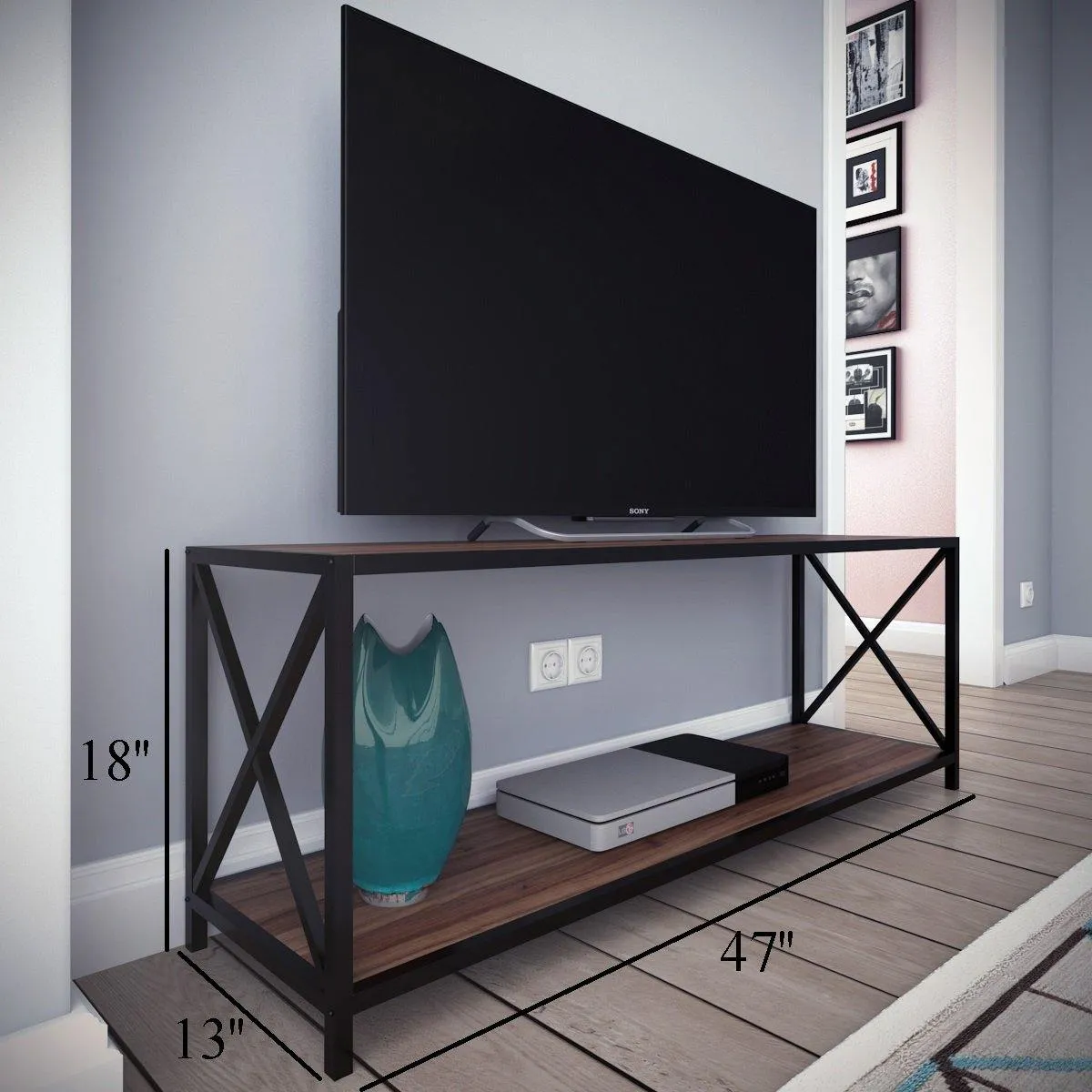 Xena 47'' Wide Metal Wood TV Stand & Media Console Table for TVs up to 55'' Decorotika