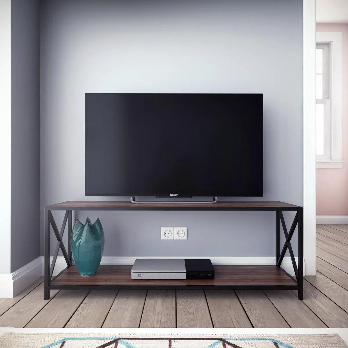 Xena 47'' Wide Metal Wood TV Stand & Media Console Table for TVs up to 55'' Decorotika
