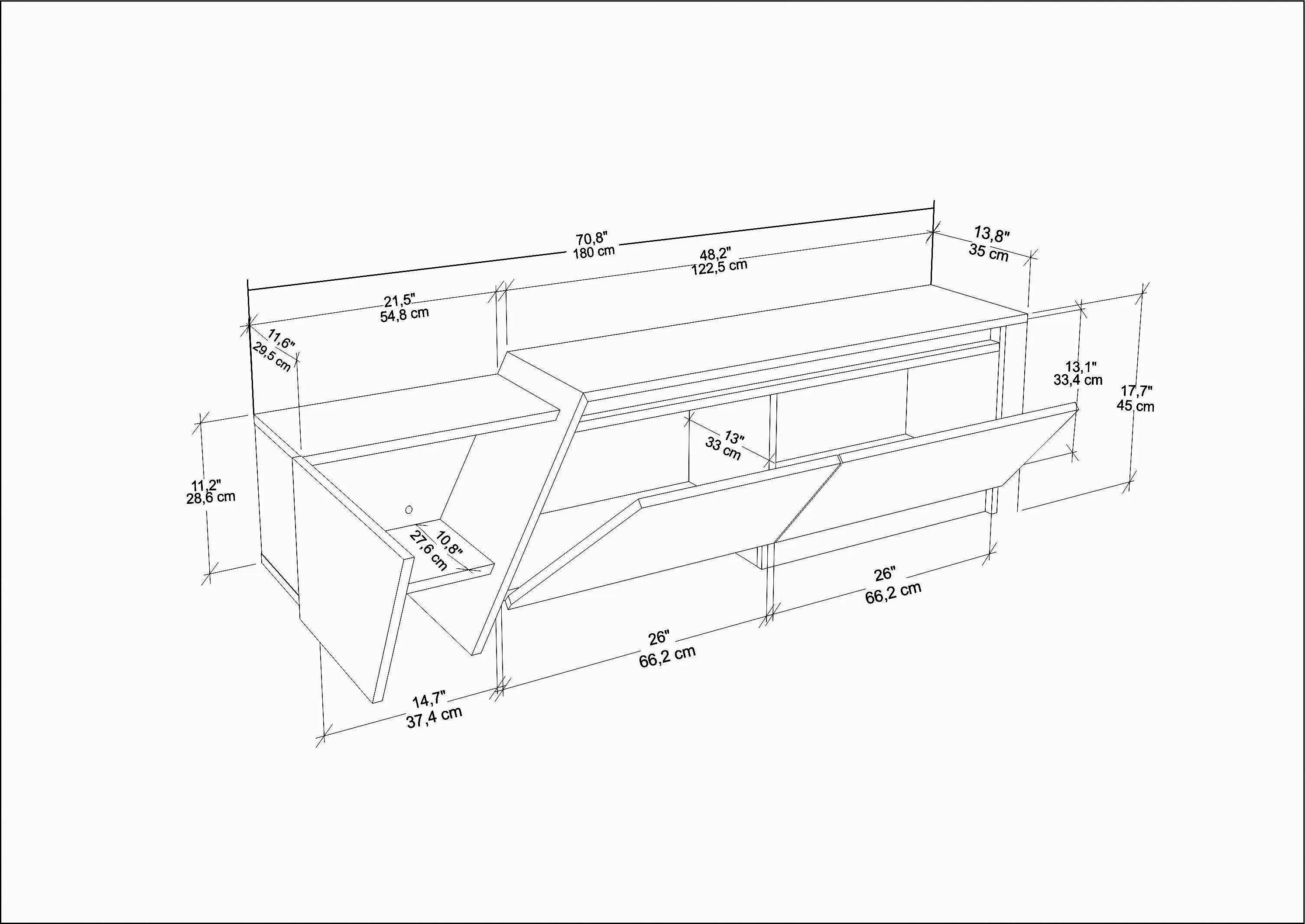 Zonas 71" Wide TV Stand and Media Console for TVs up to 65" Decorotika